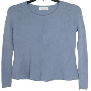 Decker Luxe 100% Cashmere Sweater Crew Neck Long Sleeve Lightweight Boxy Blue S